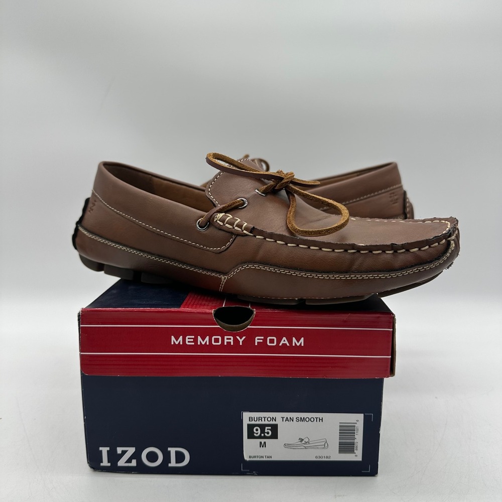 IZOD 630182 Burton‎ Tan Smooth Mens Size 9.5 M Driving Moccasin Loafer Shoes